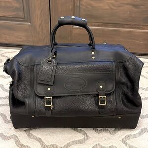 J. W. Hulme Black Leather Rolling Satchel